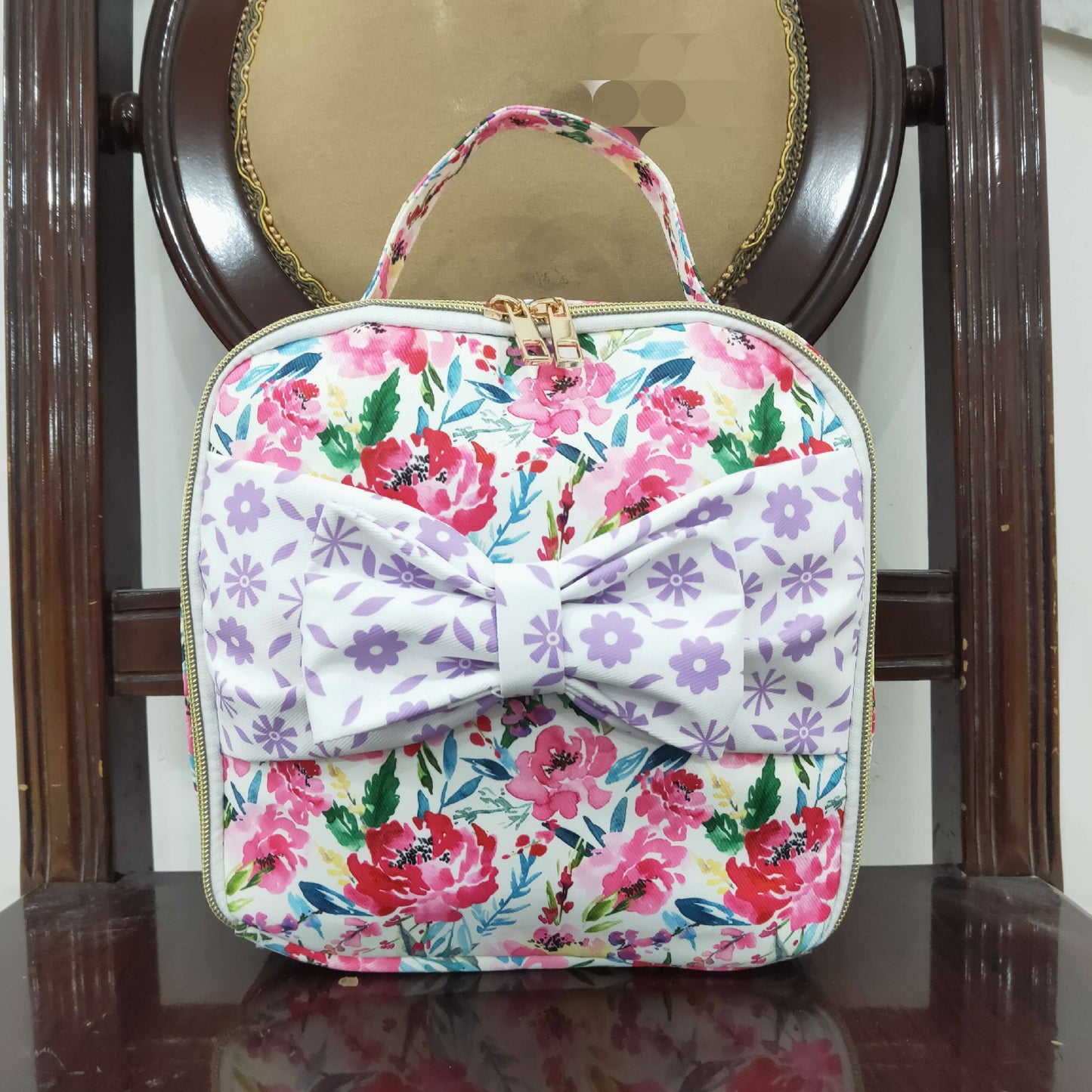 RTS NO MOQ baby girl clothes floral Backpack and lunch box