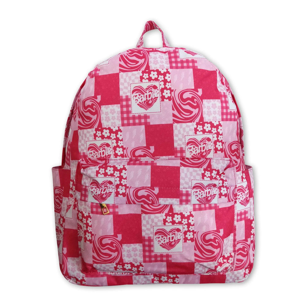 RTS NO MOQ Sibling milk silk Cute Clothes Baby Kids Hot Pink Strap Zip Backpack Bag