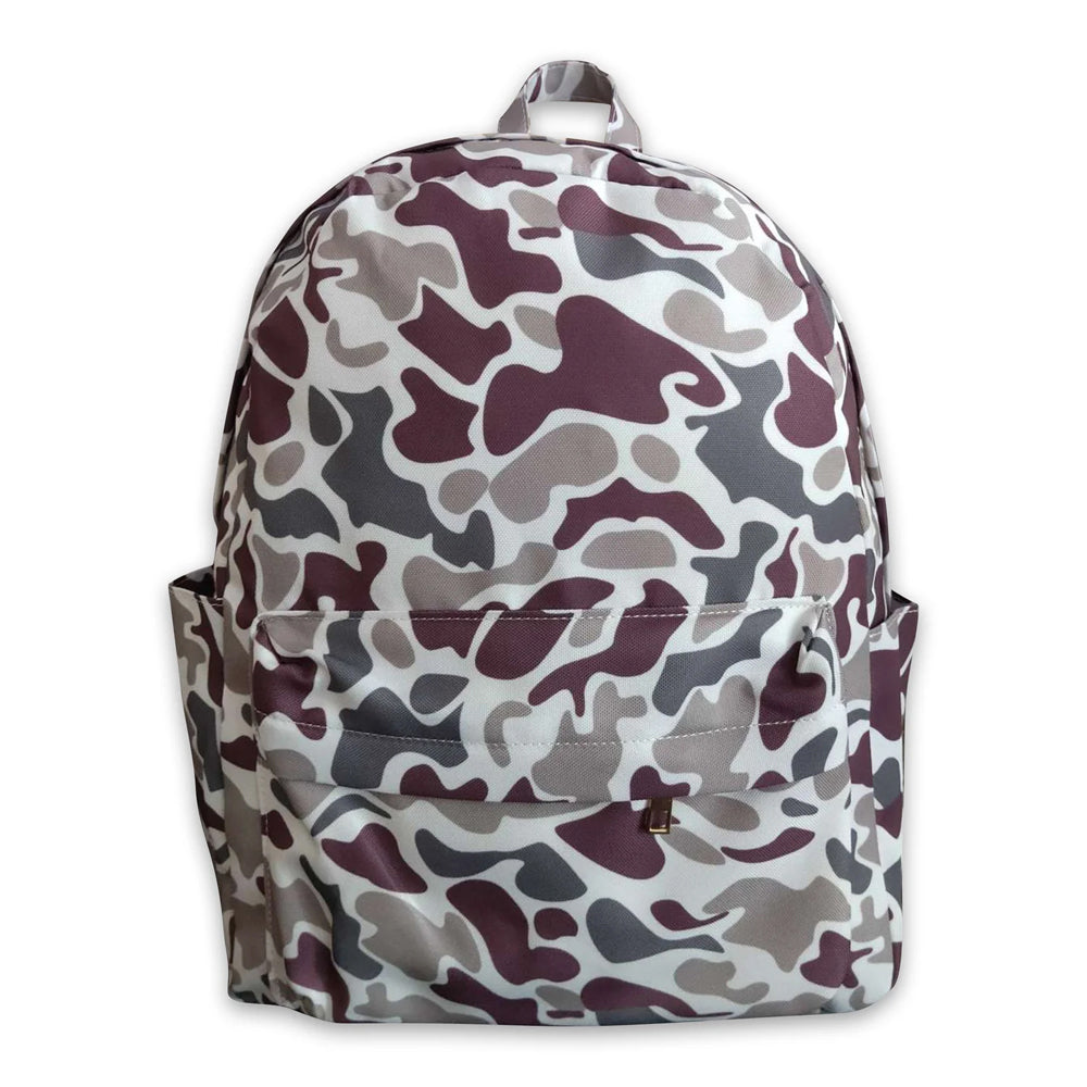RTS NO MOQ Sibling Bags Baby Kids Camo Print Zip Pocket Backpack Back To School Bag