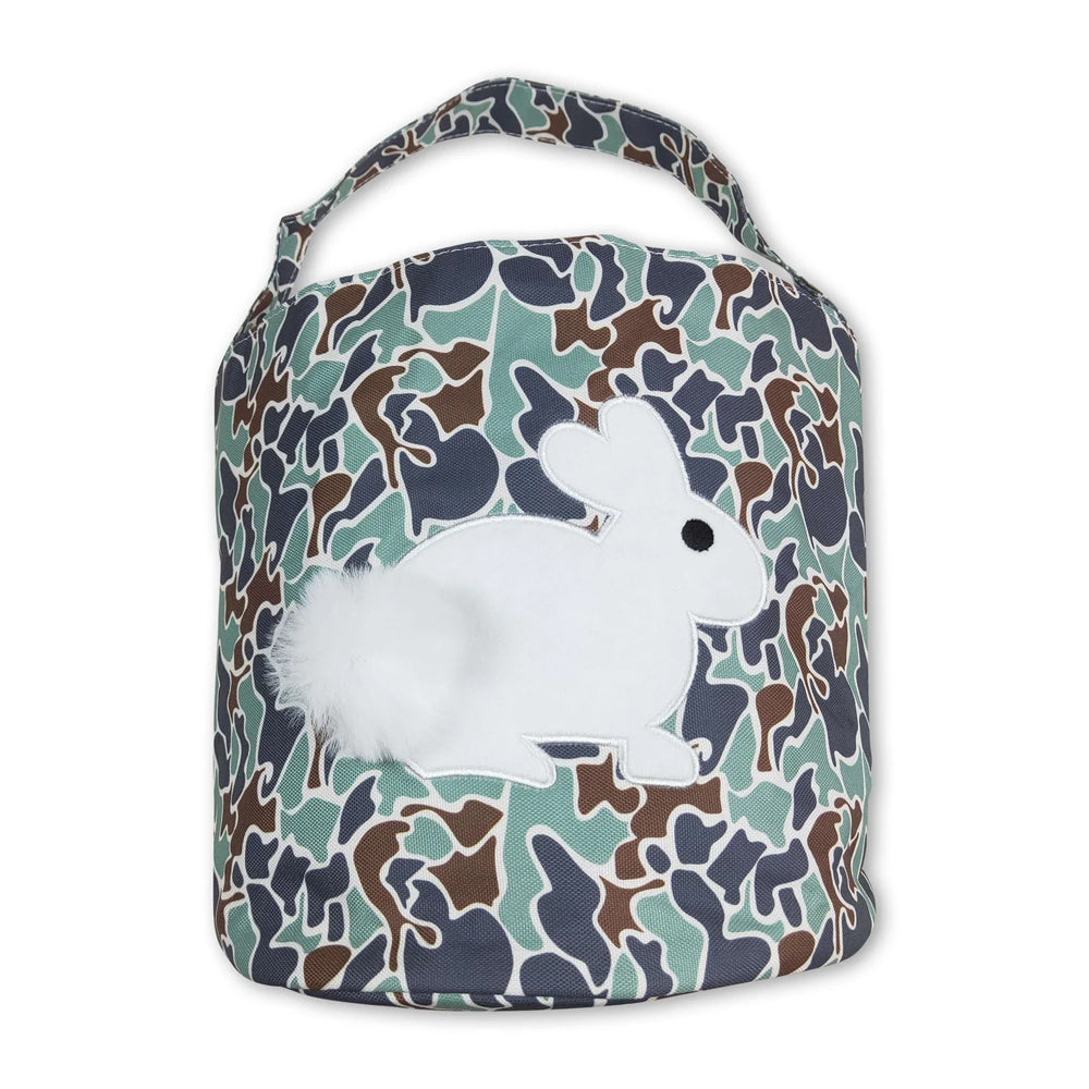 RTS NO MOQ Sibling Bags Toddler Kids Embroidery Rabbit Easter Print Basket Bags
