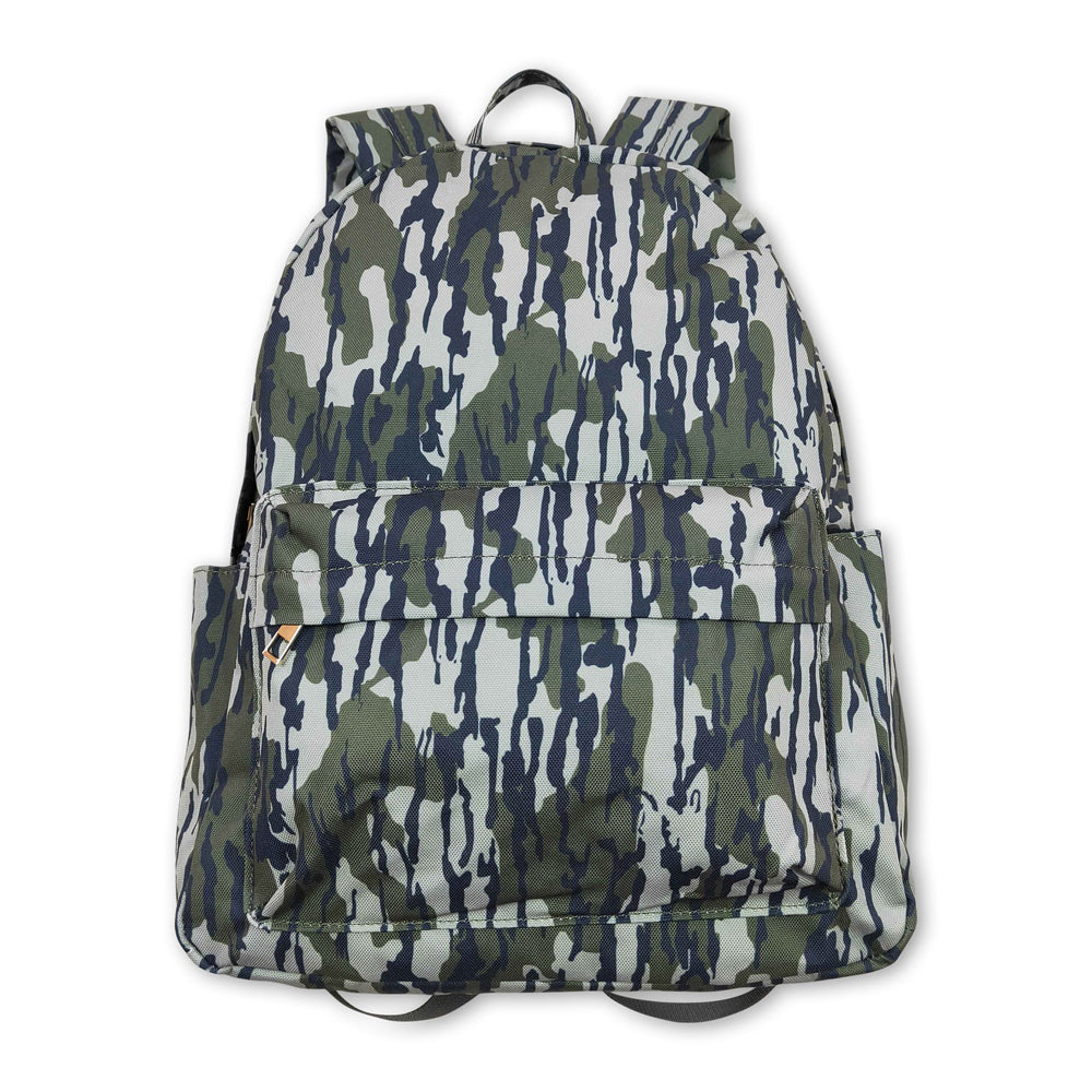 RTS NO MOQ Sibling Bags Baby Kids Camo Print Zip Pocket Backpack Back To School Bag