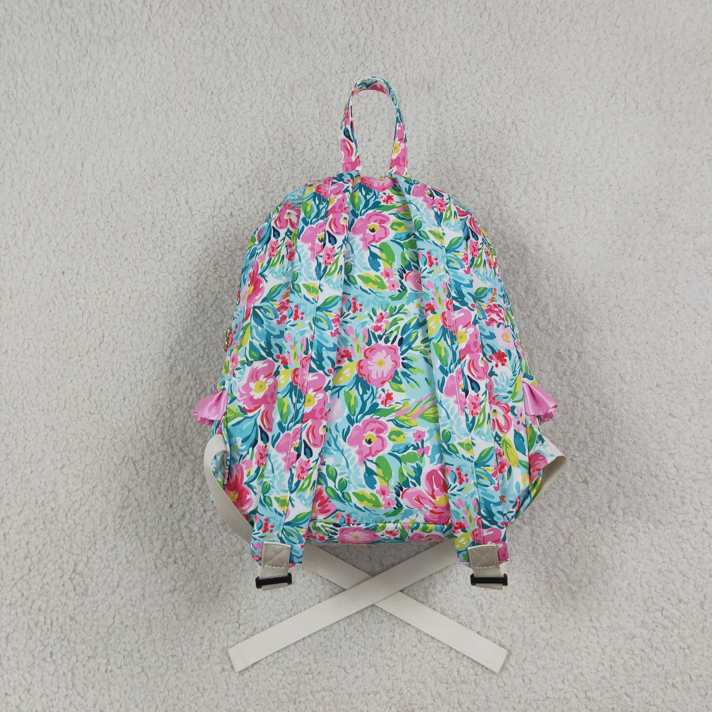 NEW RTS NO MOQ Bags BA0176 Kids Girls Green Pink Flowers Print Backpack Back Bags