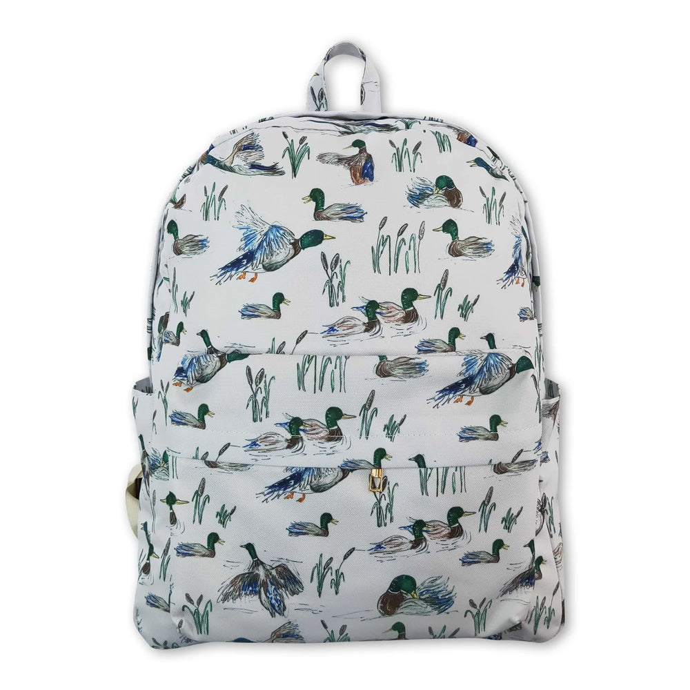RTS NO MOQ Sibling Bags Duck Print Grey Back To School Backpack Ducks Hunting Gym Bags