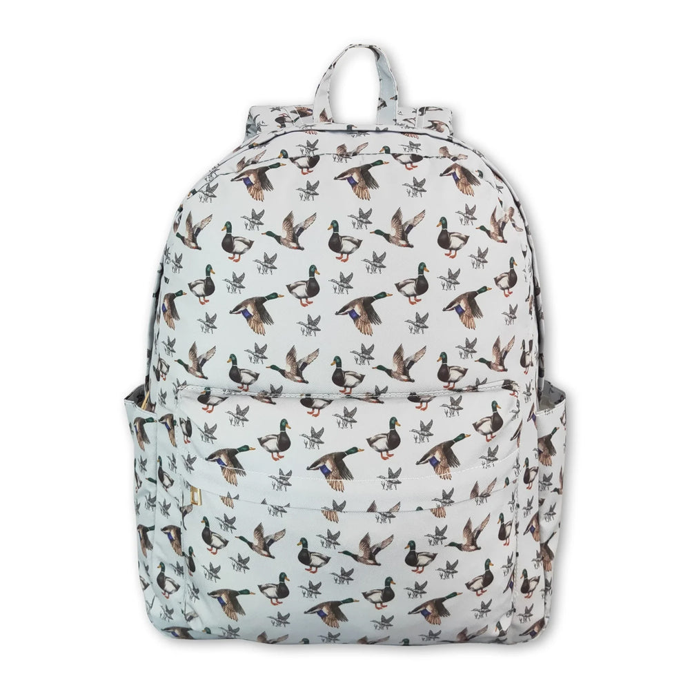 RTS NO MOQ Sibling Bags Duck Print Grey Back To School Backpack Ducks Hunting Gym Bags