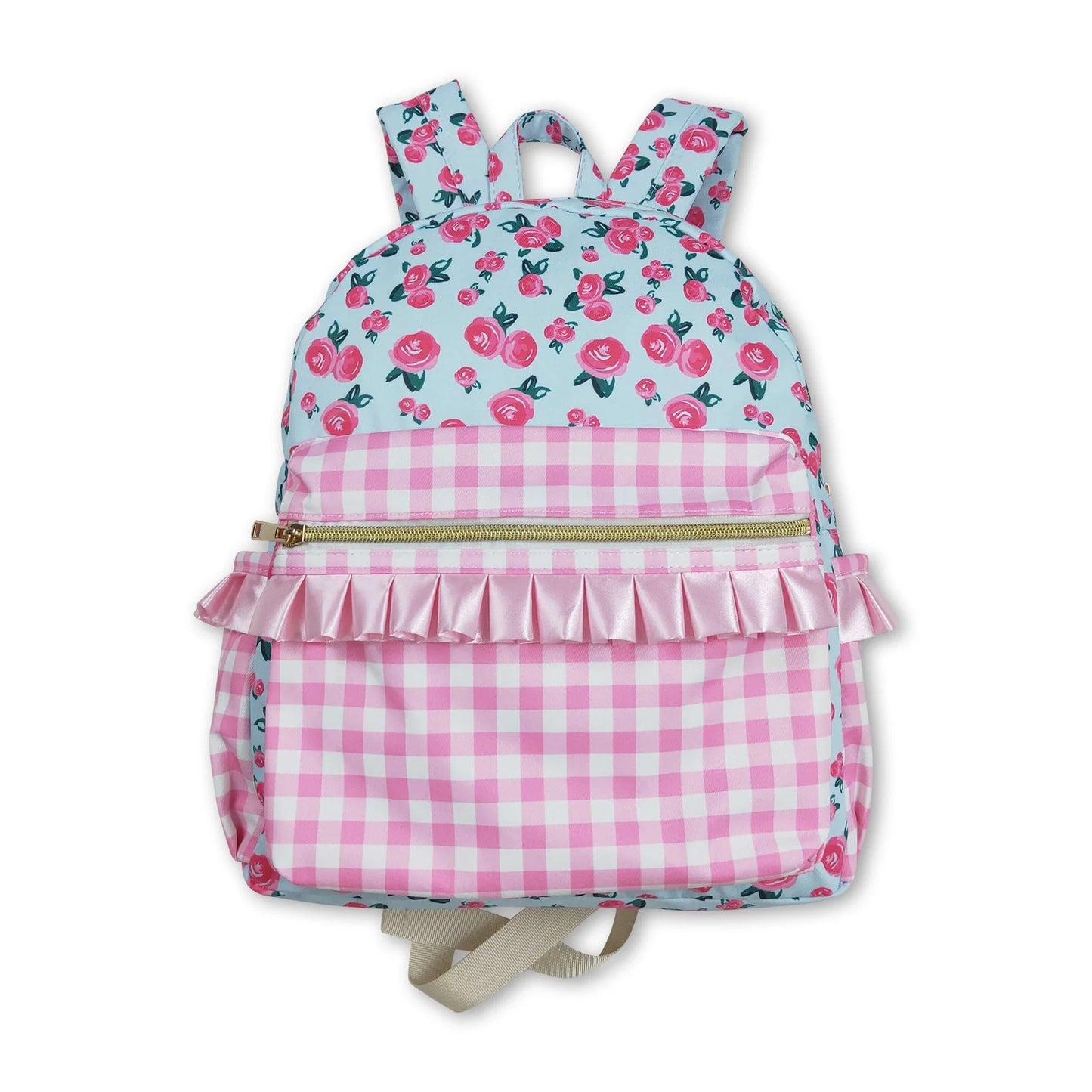 RTS NO MOQ Sibling milk silk Baby Girls Floral Print Adjustable Strap Lightweight Backpack Bags