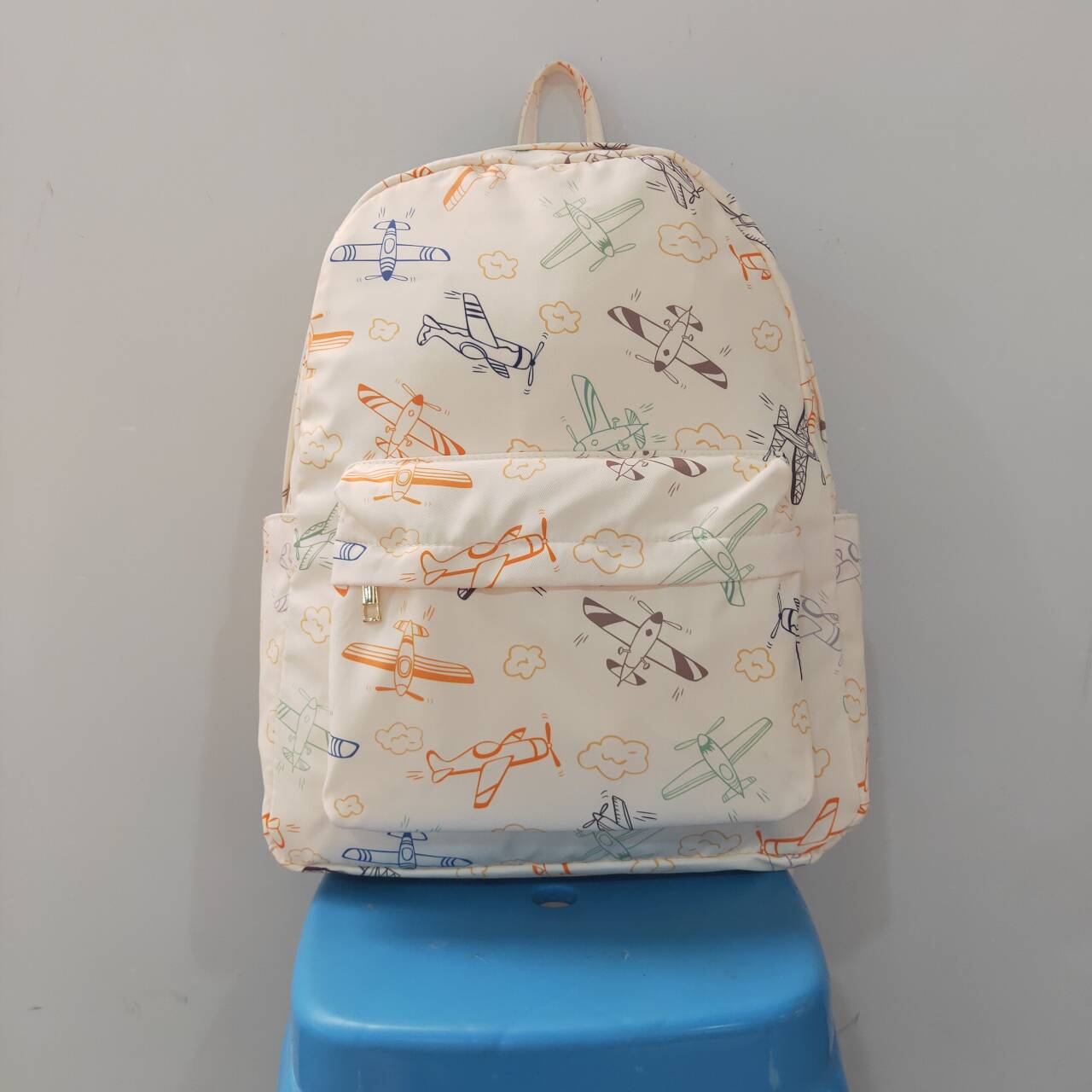 NEW RTS NO MOQ milk silk Restock BA0220 Baby Kids Airplane Printed Zip Backpack
