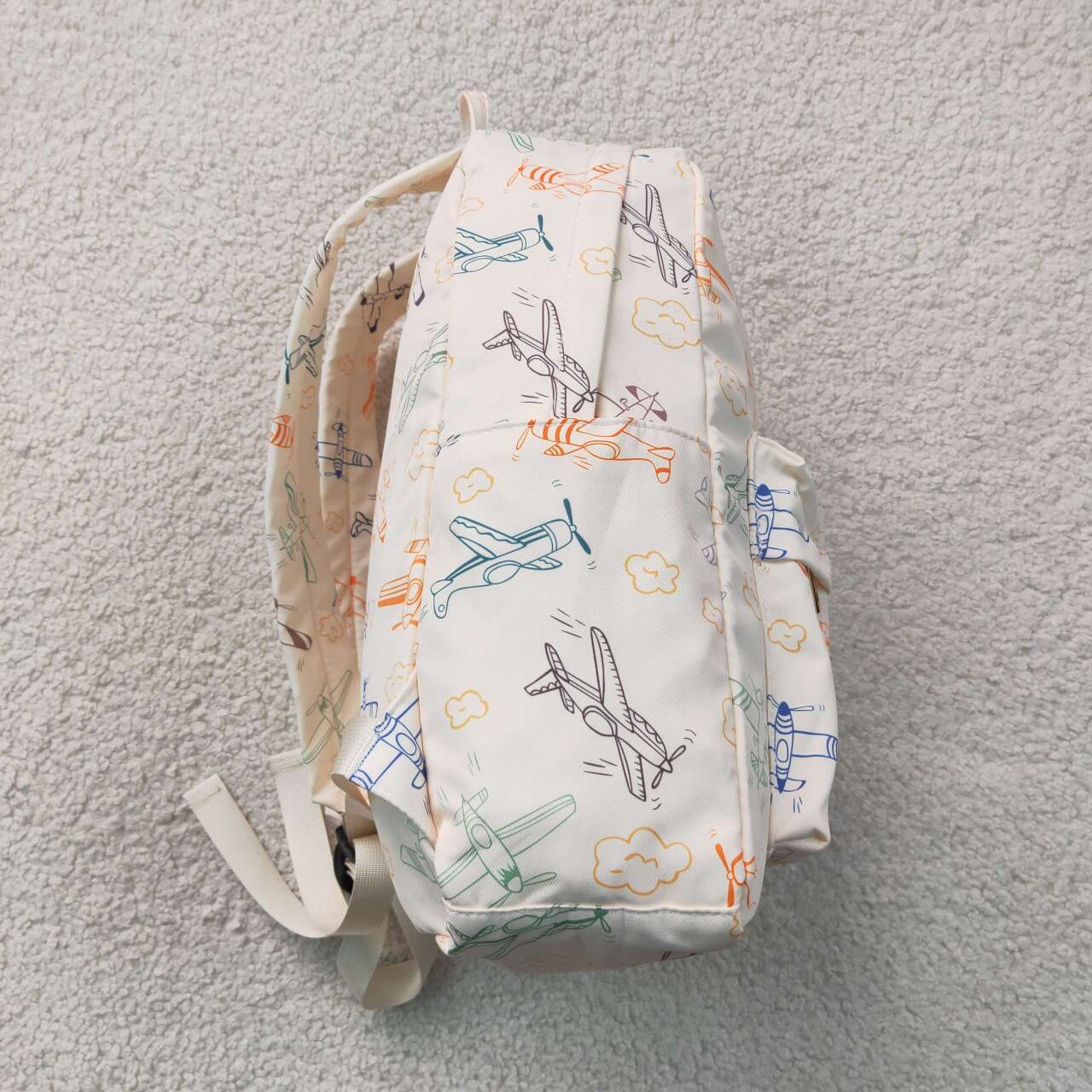 NEW RTS NO MOQ milk silk Restock BA0220 Baby Kids Airplane Printed Zip Backpack