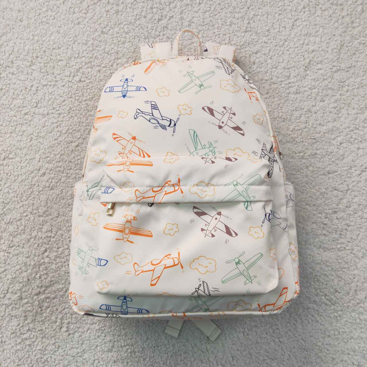 NEW RTS NO MOQ milk silk Restock BA0220 Baby Kids Airplane Printed Zip Backpack