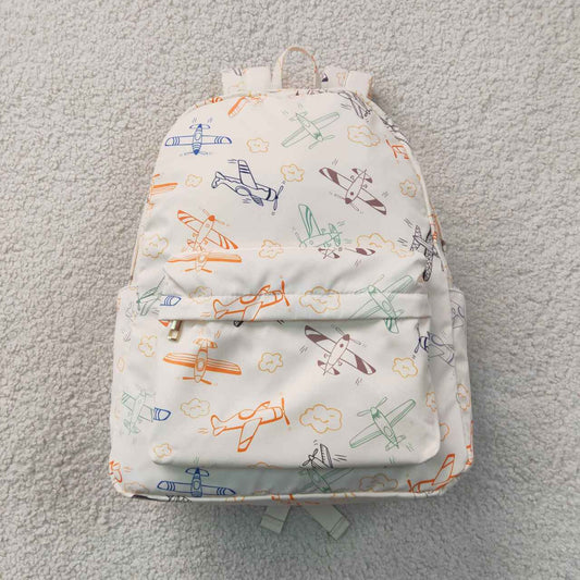 NEW RTS NO MOQ milk silk Restock BA0220 Baby Kids Airplane Printed Zip Backpack