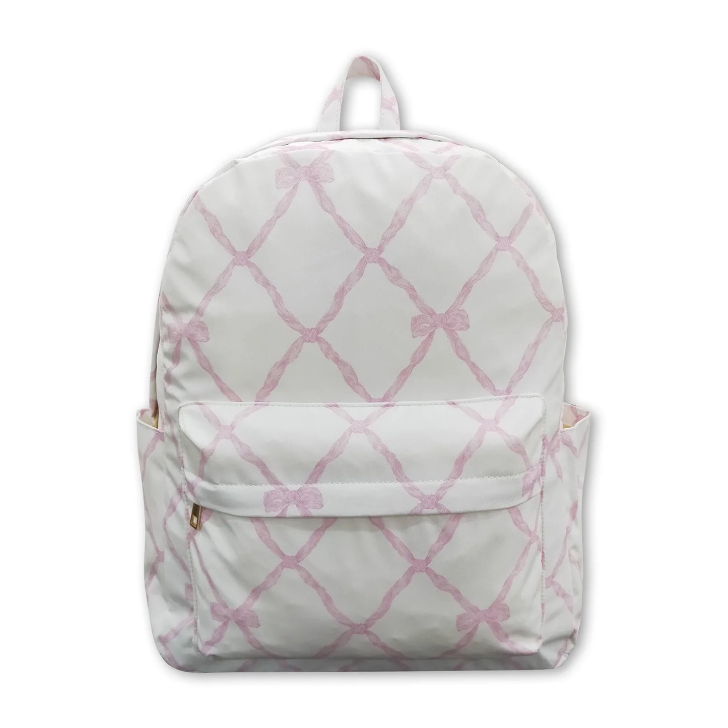 RTS NO MOQ Sibling milk silk Baby Kids Zipper Pink Bows School Backpack Pink Bows Lunch Dinner Picnic Box Bags