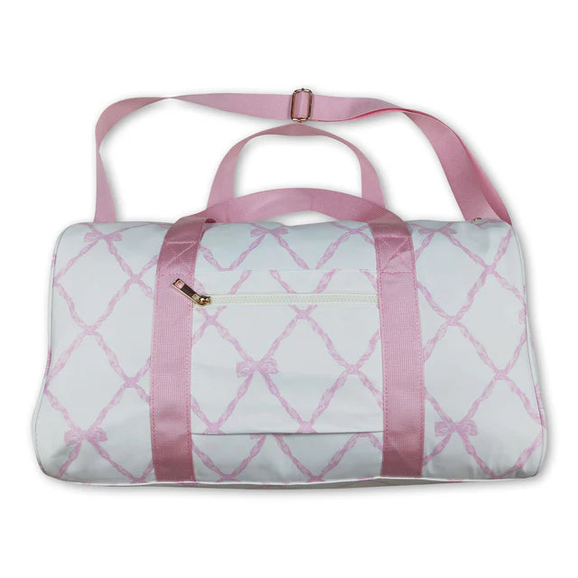 RTS NO MOQ Sibling milk silk Baby Kids Zipper Pink Bows School Backpack Pink Bows Lunch Dinner Picnic Box Bags