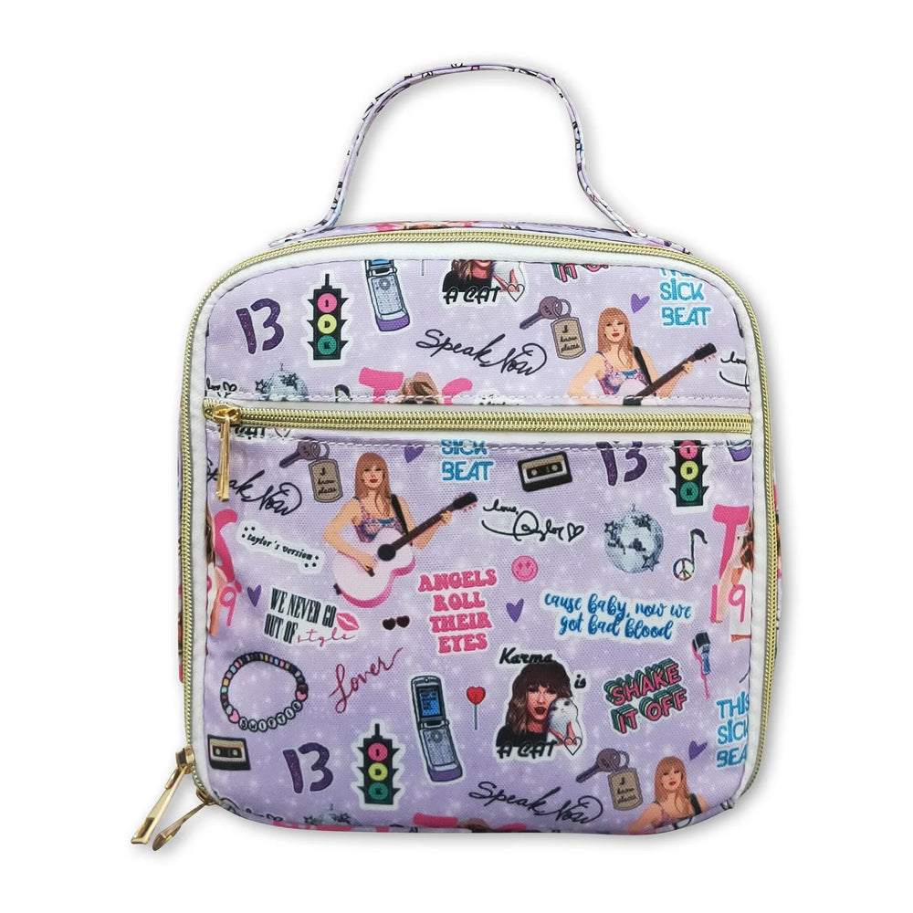 RTS NO MOQ Sibling milk silk Cute Clothes Baby Kids Purple Print Backpacks Bags Boxes