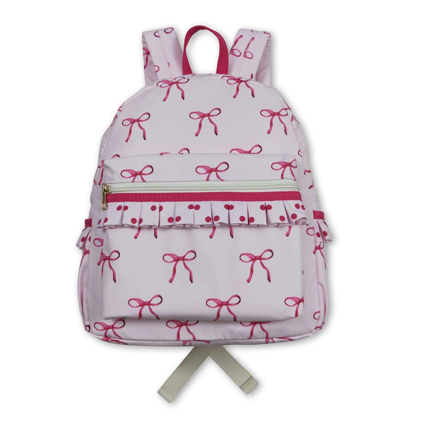 RTS NO MOQ Sibling milk silk Baby Kids Zipper Pink Bows School Backpack Pink Bows Lunch Dinner Picnic Box Bags