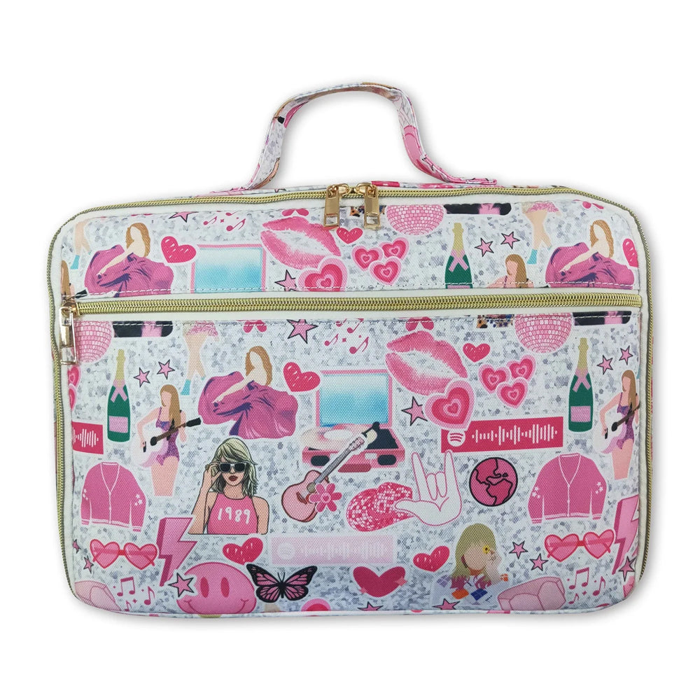 RTS NO MOQ Sibling milk silk Baby Kids Floral Bow Print Thermal Lunch Bags Boxes