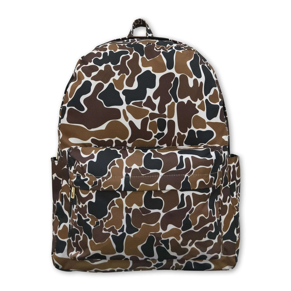 RTS NO MOQ Sibling Bags Baby Kids Camo Print Zip Pocket Backpack Back To School Bag