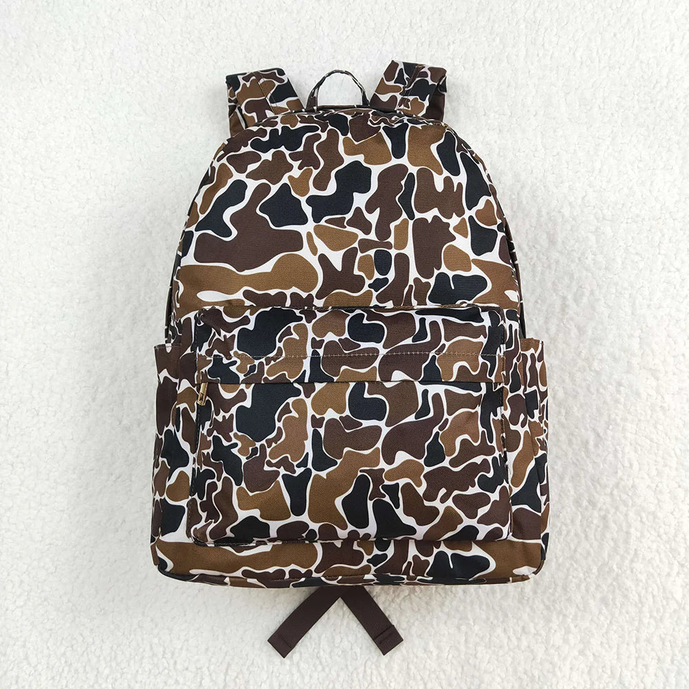 Best Sell RTS Baby Kids Boys Brown Camouflage Backpack with Zipper Kids Shoulder Bag for Outdoor