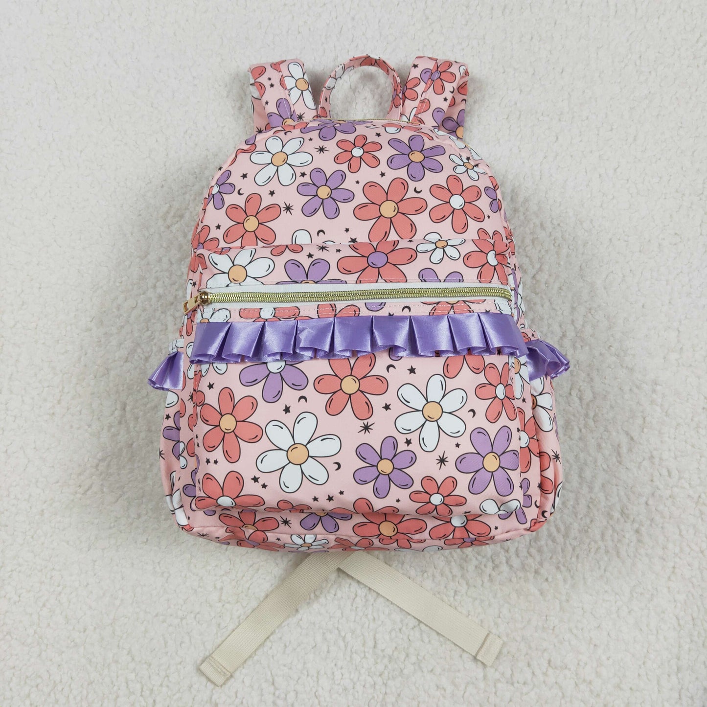 RTS NO MOQ BA0240 Pink small backpack with flowers, moon and stars