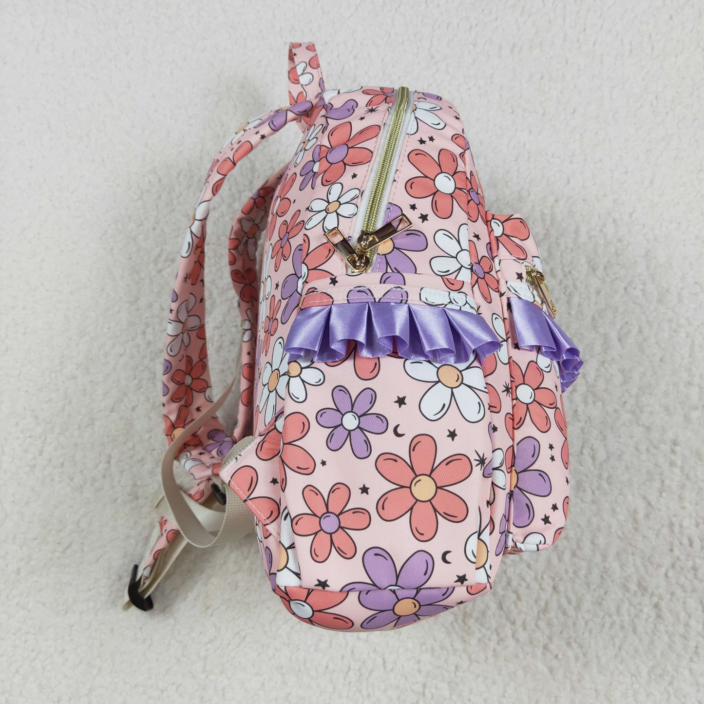 RTS NO MOQ BA0240 Pink small backpack with flowers, moon and stars