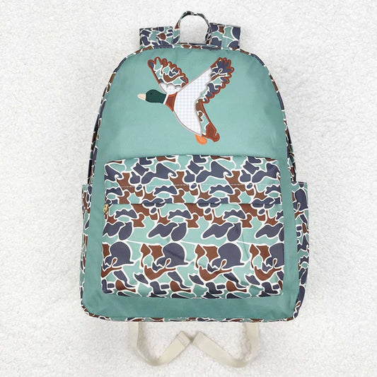 Best Sell RTS Baby Kids Boys Camouflage Duck Embroidery Backpack with Zipper Kids Educational Storage Bag for Boys
