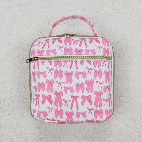 RTS NO MOQ Sibling Baby Girls Pink Bows Plaid Lunch Bag Kids Backpack