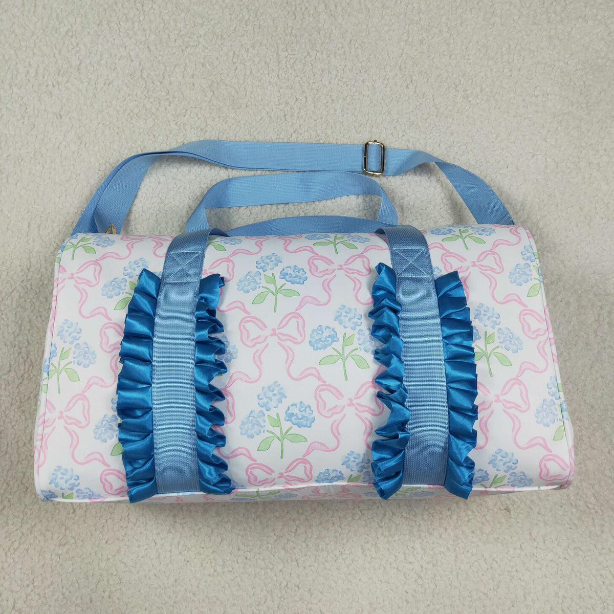 NEW RTS NO MOQ Bags BA0294 Kids Blue Ruffle Pink Bows Plaid Floral Gym Duffle Bags