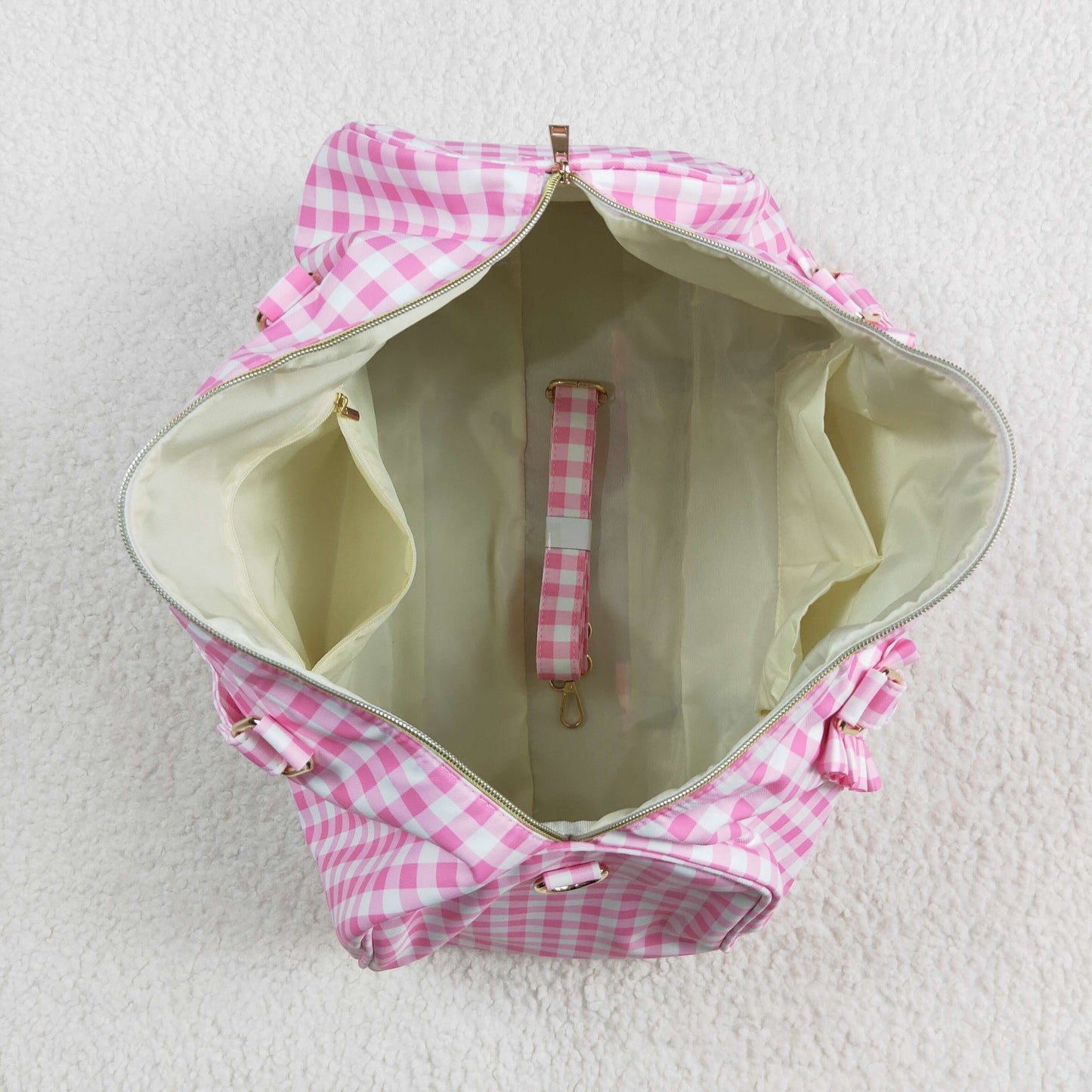 RTS NO MOQ BA0302 Pink and white plaid lace gym bag