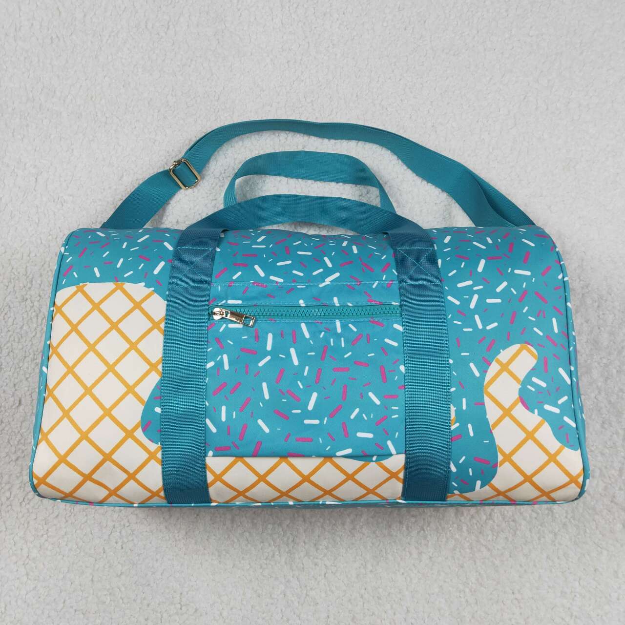RTS NO MOQ BA0304 Little Kids Fashion Blue Ice Cream Drip Zipper Gym Bags