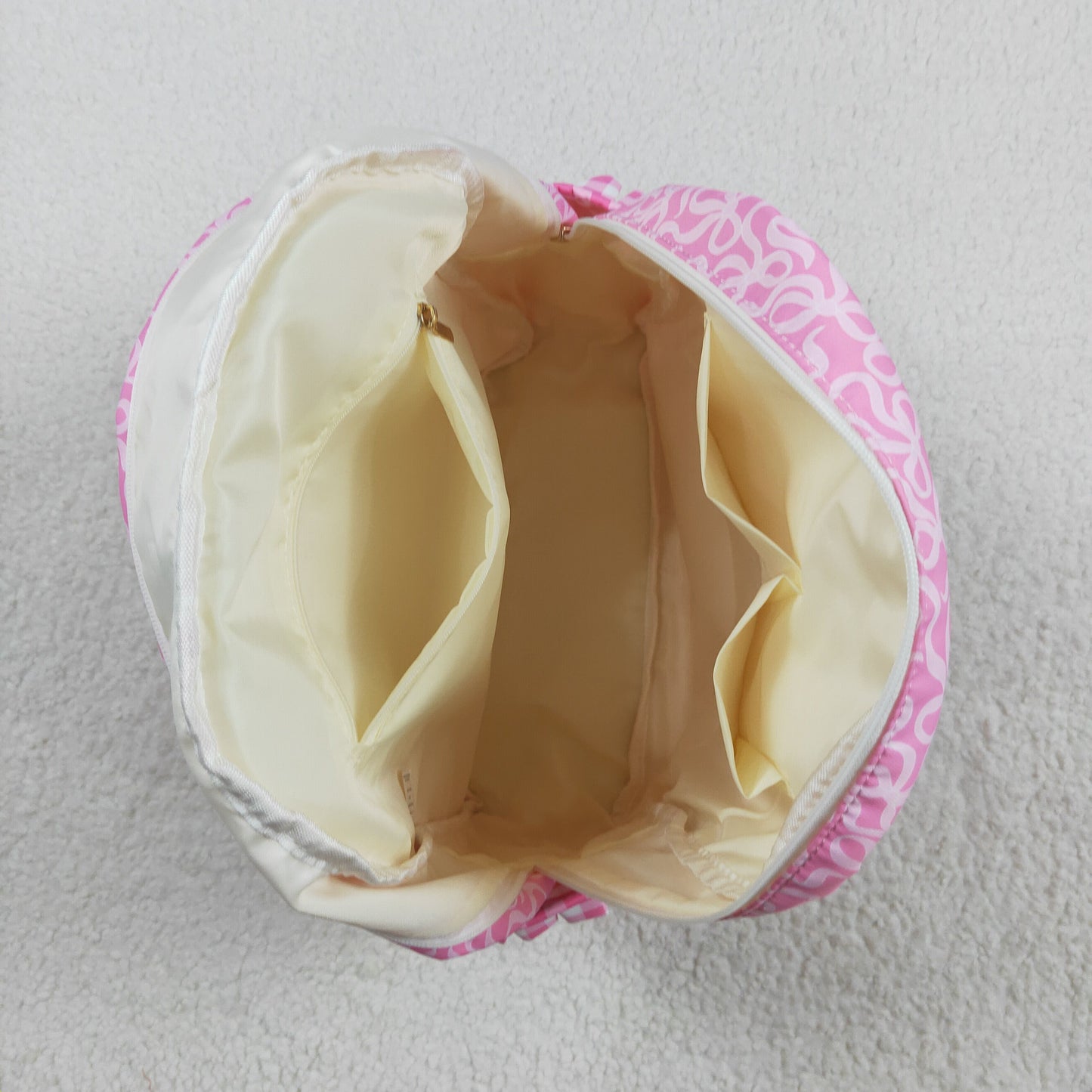 RTS NO MOQ（In Stock) BA0308 Pink backpack with bow pattern and plaid lace