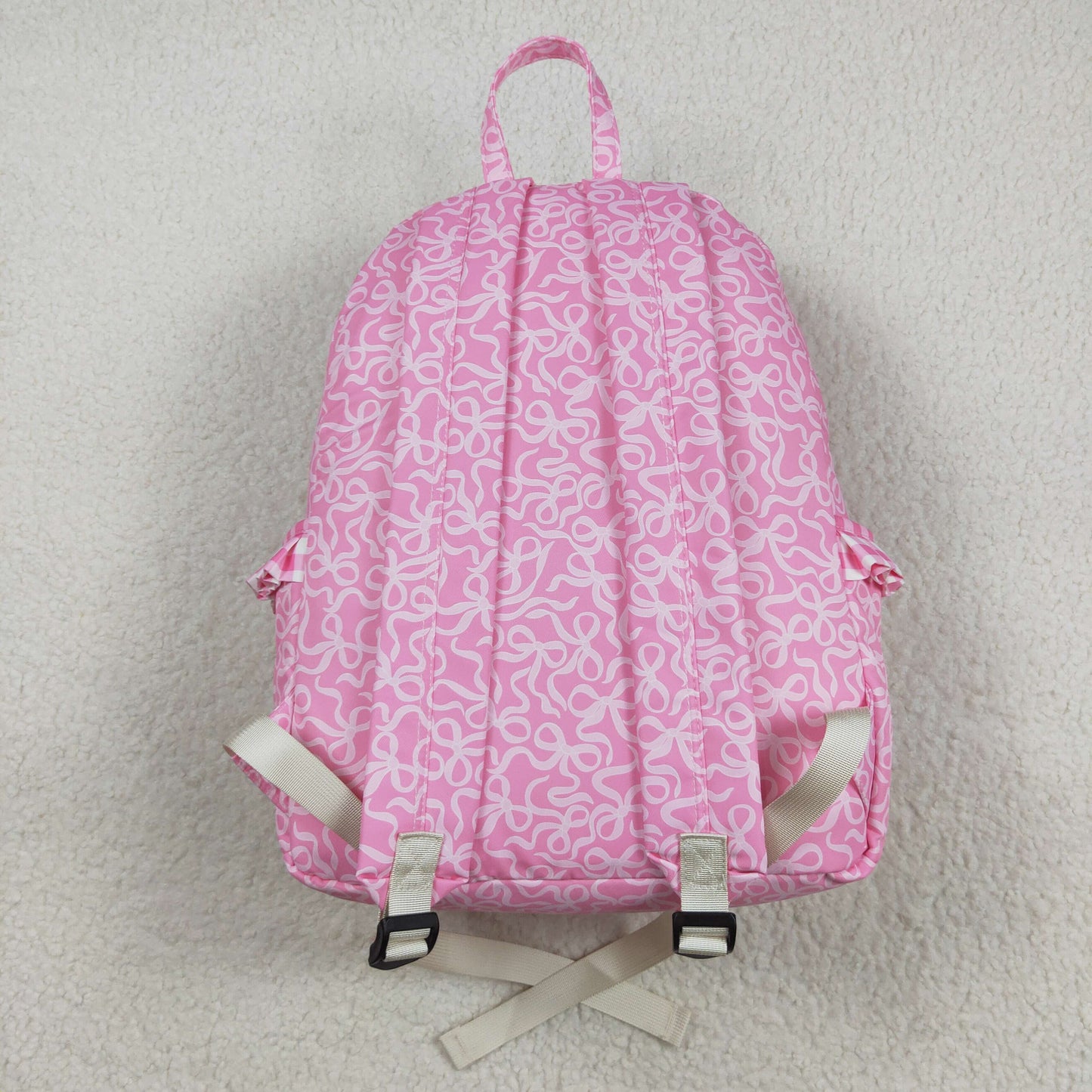 RTS NO MOQ（In Stock) BA0308 Pink backpack with bow pattern and plaid lace