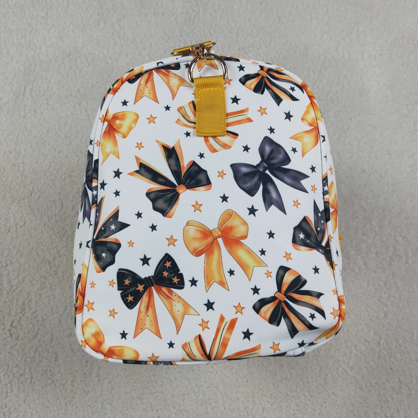 NEW RTS NO MOQ Bags BA0314 Adult Women Orange Black Star Print Bow Pocket Zipper Gym Duffle Bag