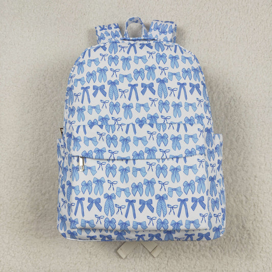 RTS NO MOQ（In Stock) BA0322 White backpack with blue bow pattern