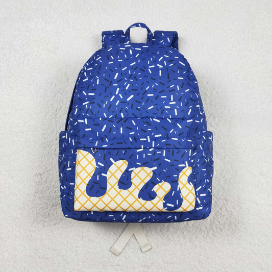 RTS NO MOQ（In Stock) BA0340 Waffle Ice Cream Royal Blue Backpack