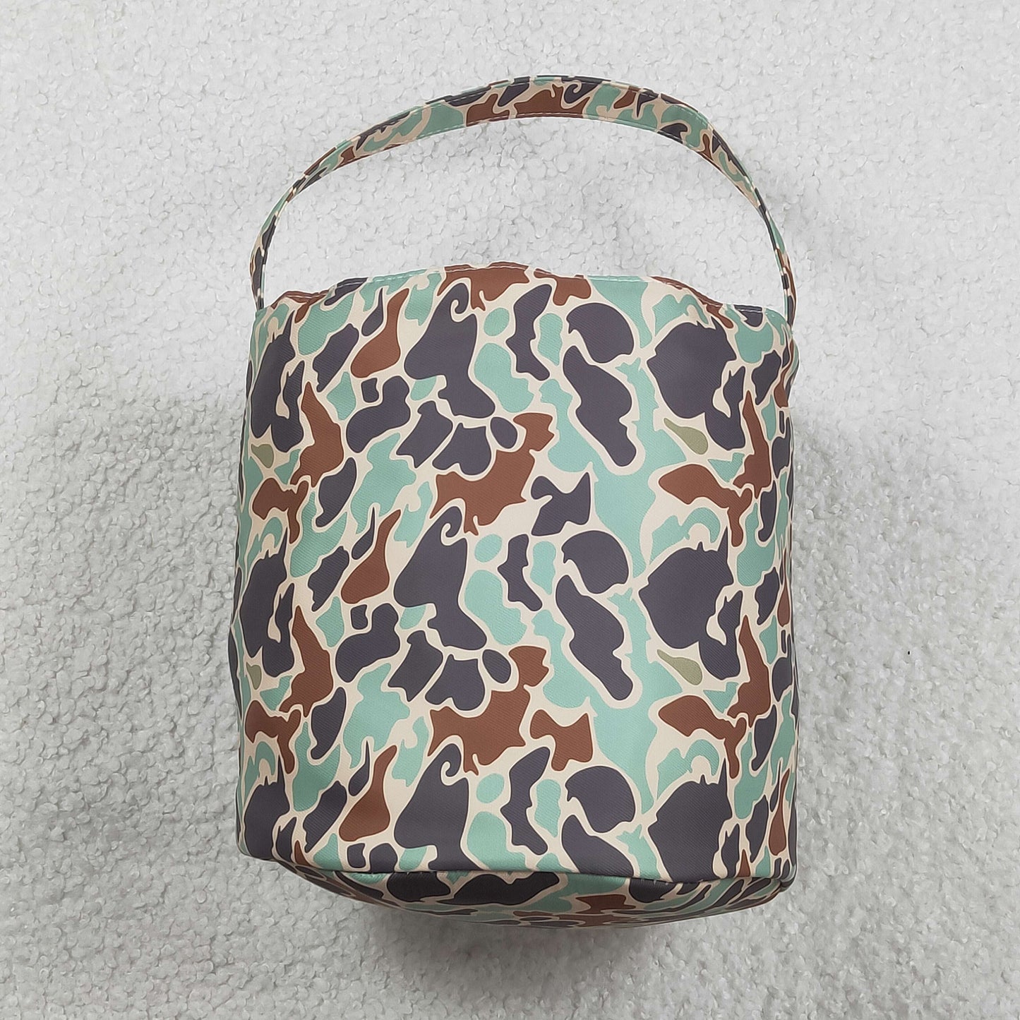 RTS NO MOQ BA0387Embroidered Rabbit Baby Kids Southern Green Camo Easter Lunch Box Bag