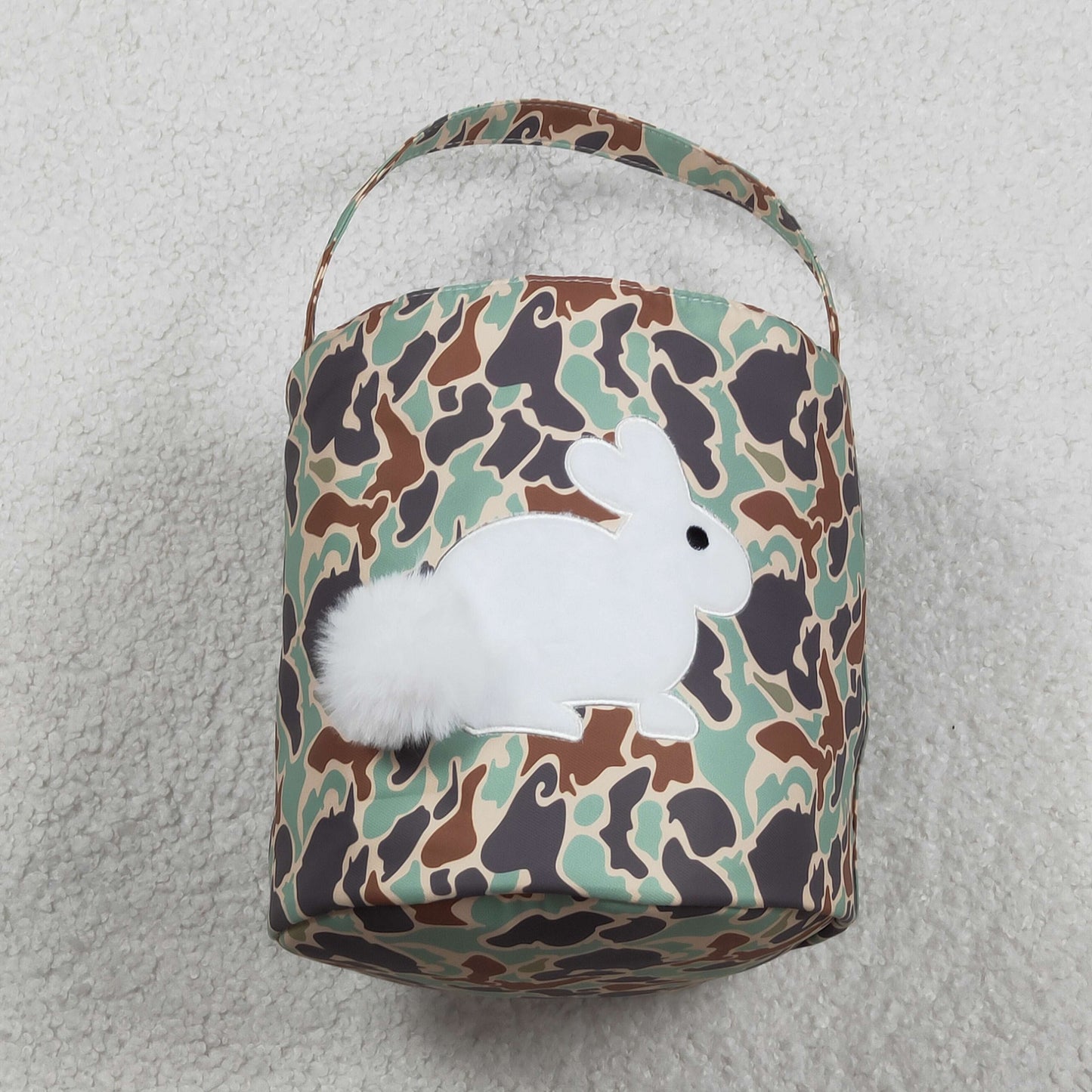 RTS NO MOQ BA0387Embroidered Rabbit Baby Kids Southern Green Camo Easter Lunch Box Bag