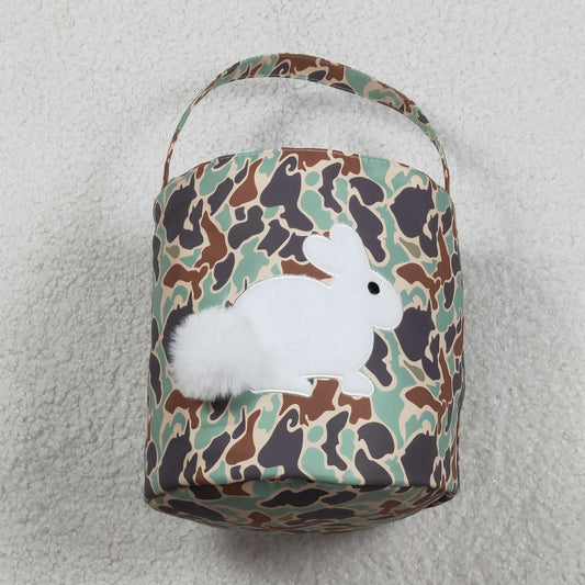 RTS NO MOQ BA0387Embroidered Rabbit Baby Kids Southern Green Camo Easter Lunch Box Bag