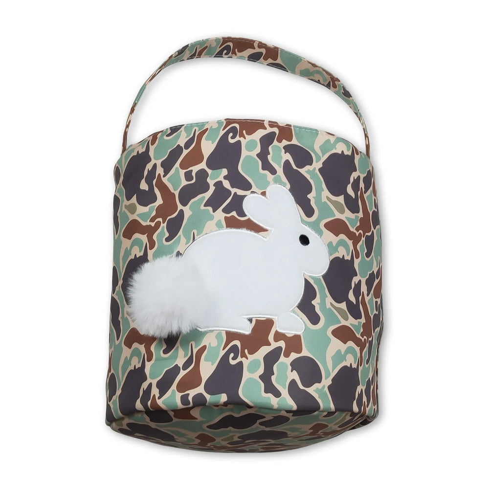 RTS NO MOQ Sibling Bags Toddler Kids Embroidery Rabbit Easter Print Basket Bags