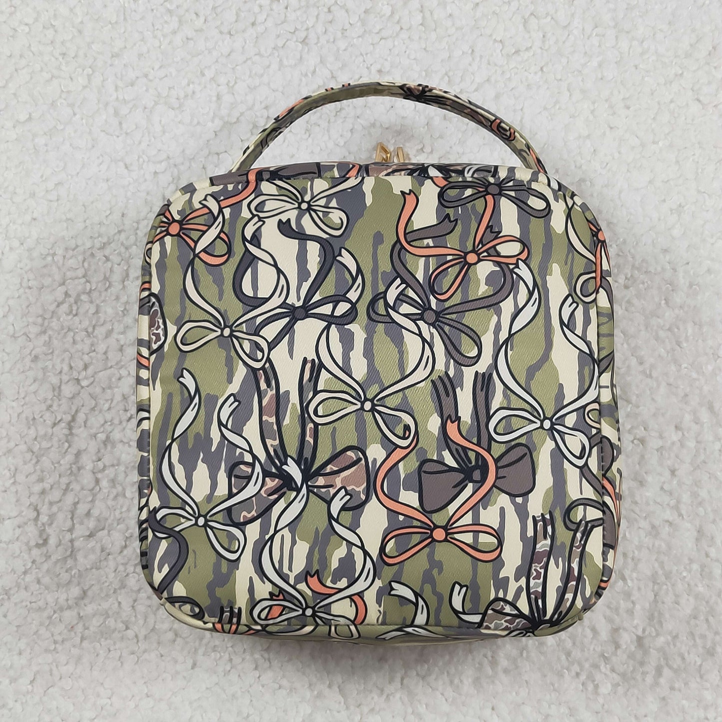 RTS NO MOQ BA0393 Little Kids Southern Olive Camo Bow Lunch Bags
