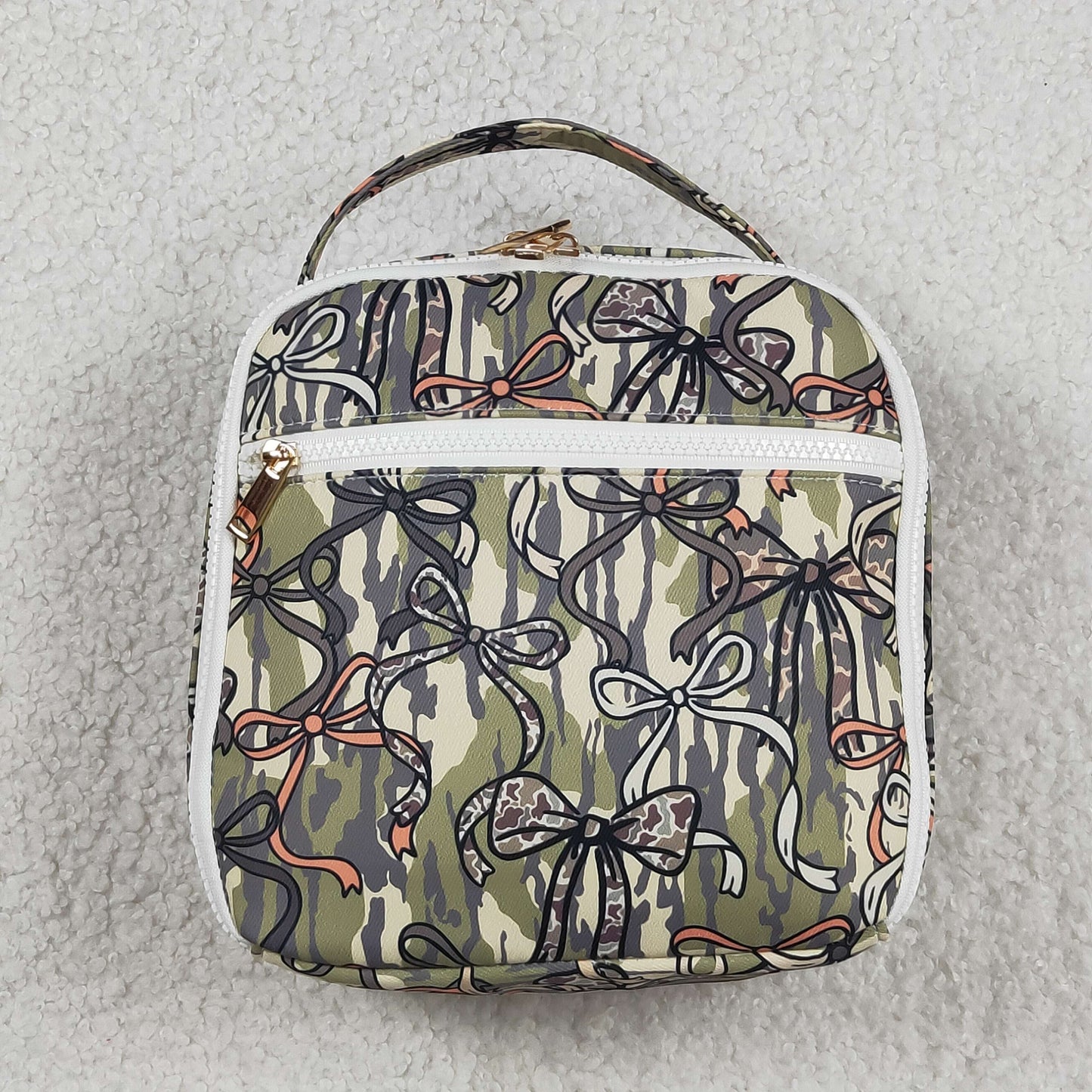 RTS NO MOQ BA0393 Little Kids Southern Olive Camo Bow Lunch Bags