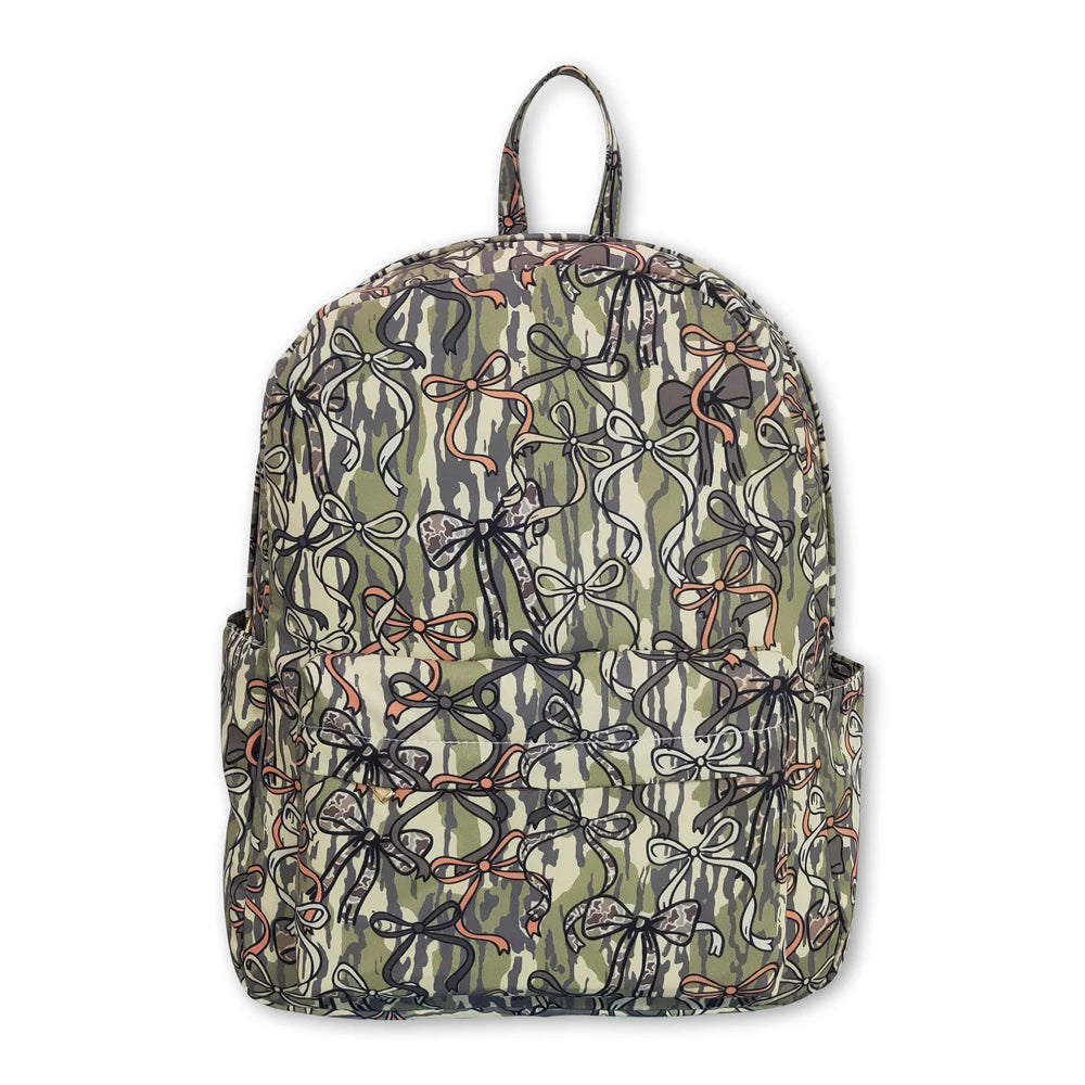 RTS NO MOQ Sibling Bags Baby Kids Camo Print Zip Pocket Backpack Back To School Bag