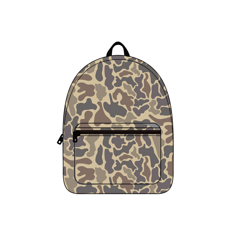 (Preorder new) No moq BA0397 Baby Brown Camo Print Zipper Closure Large Capacity School Backpack Bags