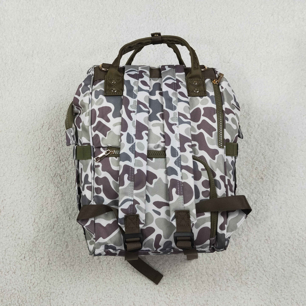NEW RTS NO MOQ Bag BA0403 Embroidery Grey Camo Embroidery Dogs Zipper Mommy Diaper Backpacks Bags