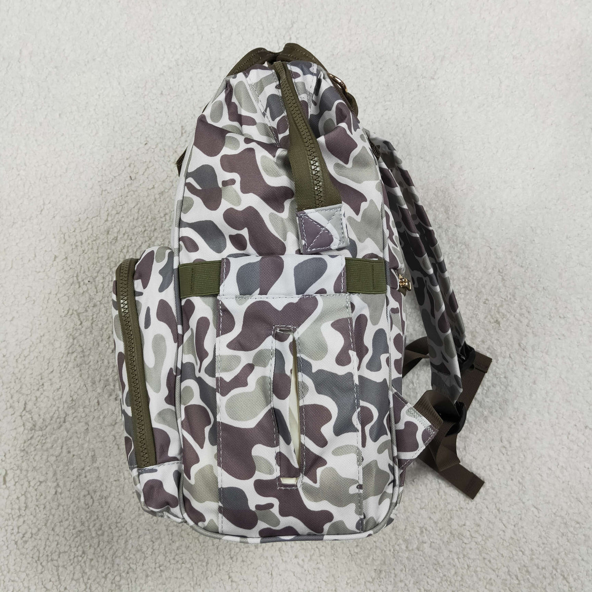 NEW RTS NO MOQ Bag BA0403 Embroidery Grey Camo Embroidery Dogs Zipper Mommy Diaper Backpacks Bags