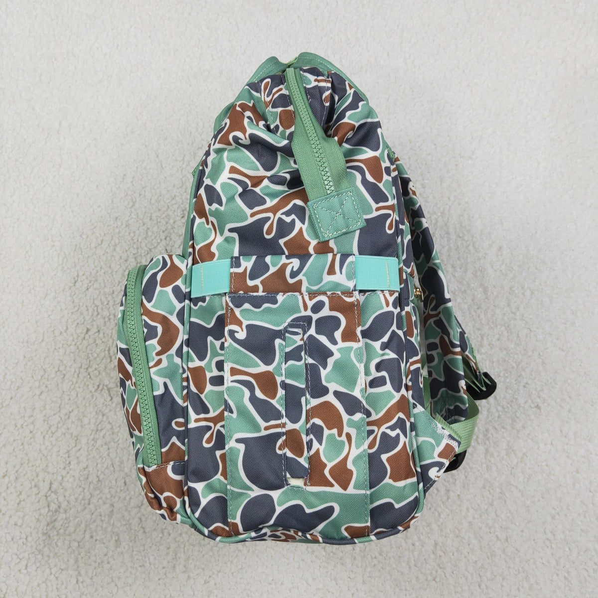 NEW RTS NO MOQ Bag BA0404 Embroidery Green Camo Embroidery Ducks Zipper Mommy Diaper Backpacks Bags