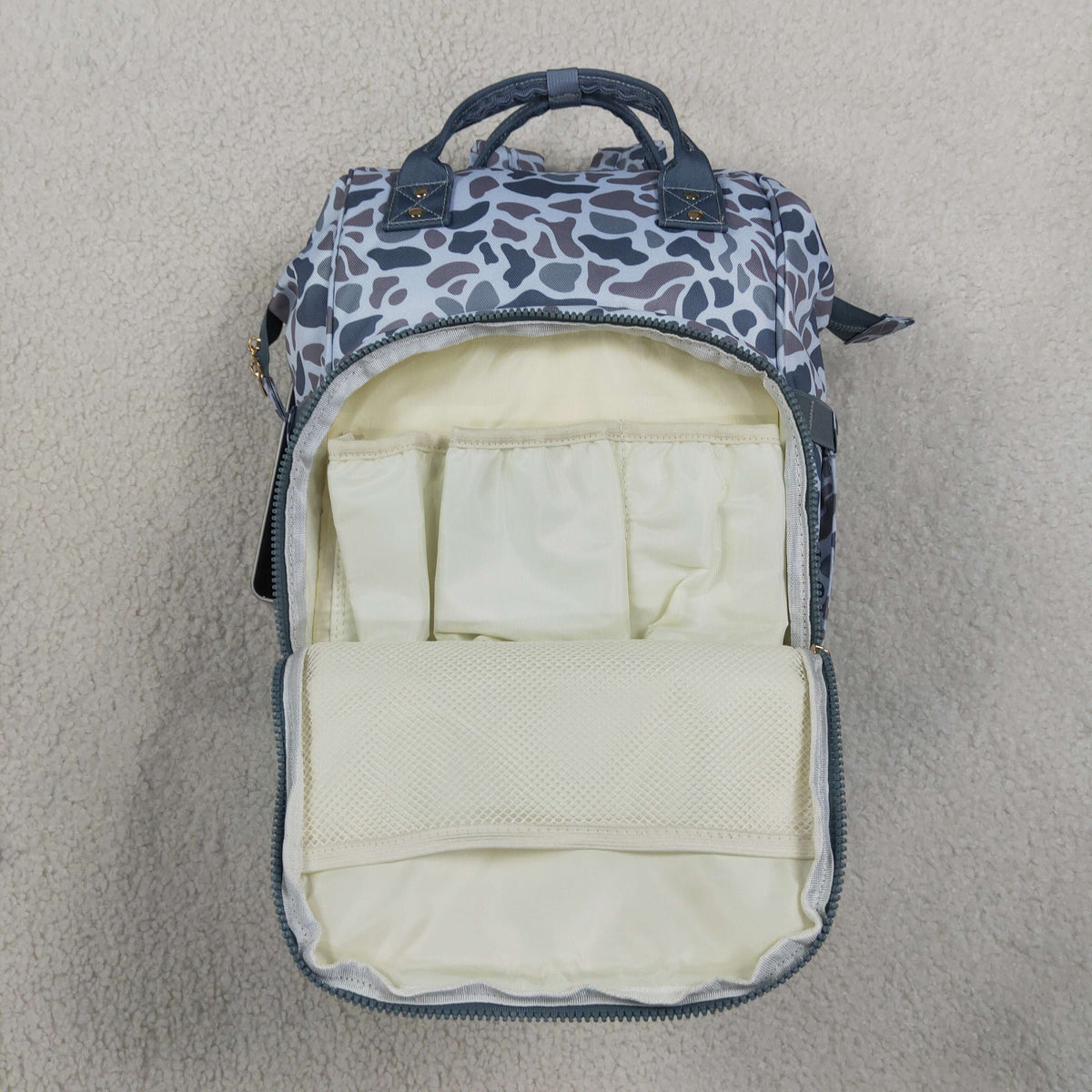 NEW RTS NO MOQ Bag BA0406 Grey Camo Zipper Mommy Diaper Backpacks Bags