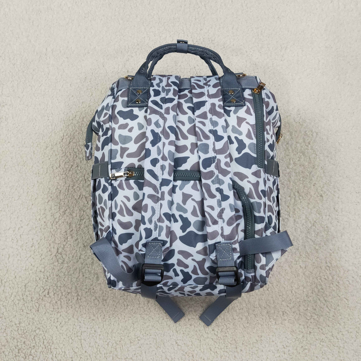 NEW RTS NO MOQ Bag BA0406 Grey Camo Zipper Mommy Diaper Backpacks Bags