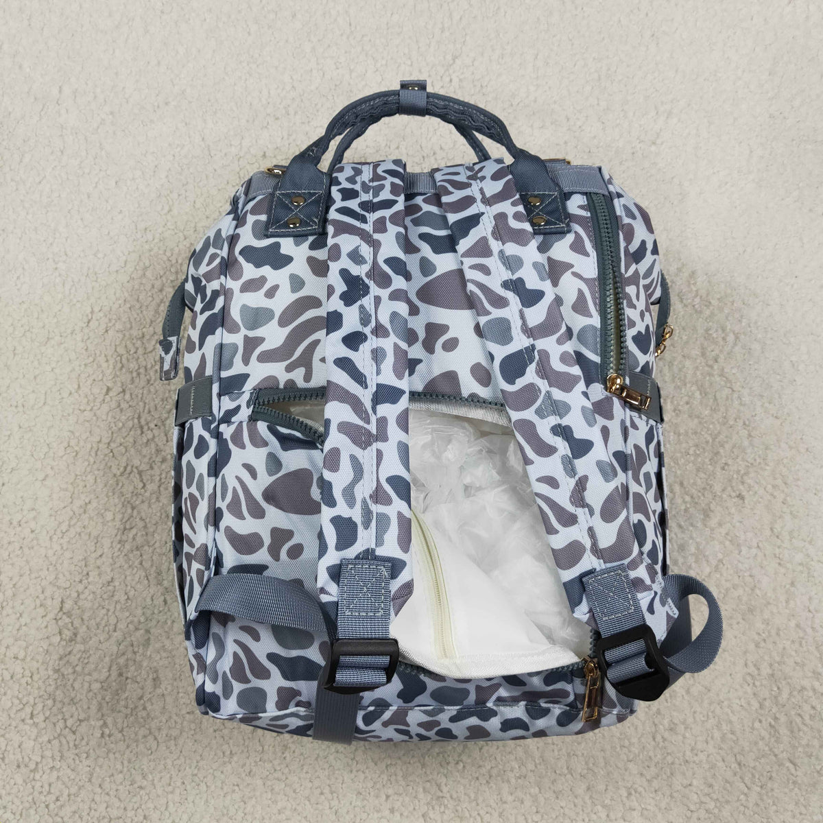 NEW RTS NO MOQ Bag BA0406 Grey Camo Zipper Mommy Diaper Backpacks Bags