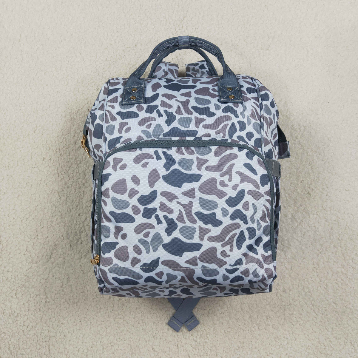 NEW RTS NO MOQ Bag BA0406 Grey Camo Zipper Mommy Diaper Backpacks Bags