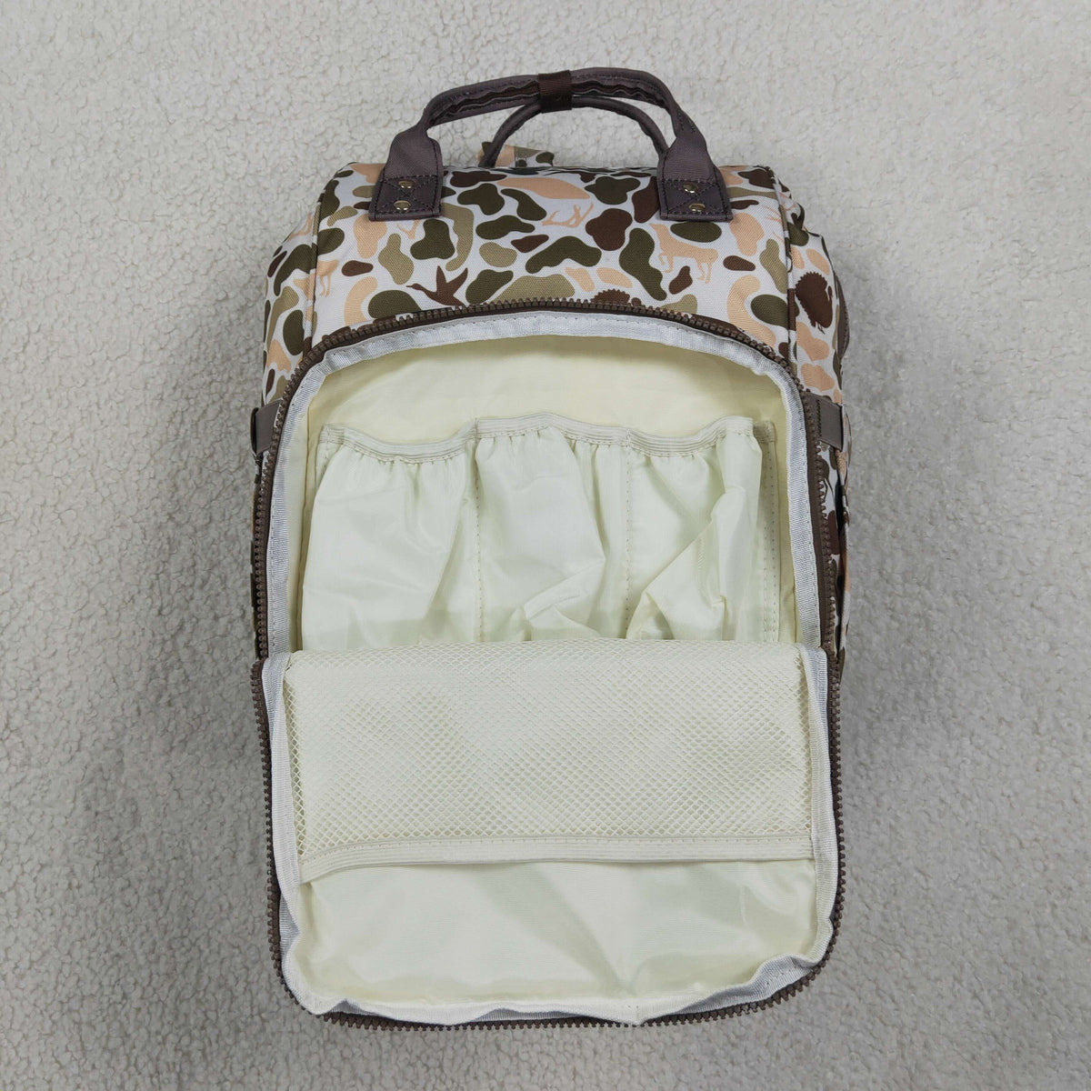 NEW RTS NO MOQ Bag BA0407 Kids Dogs Ducks Deer Turkey Camo Zipper Mommy Diaper Backpacks Bags