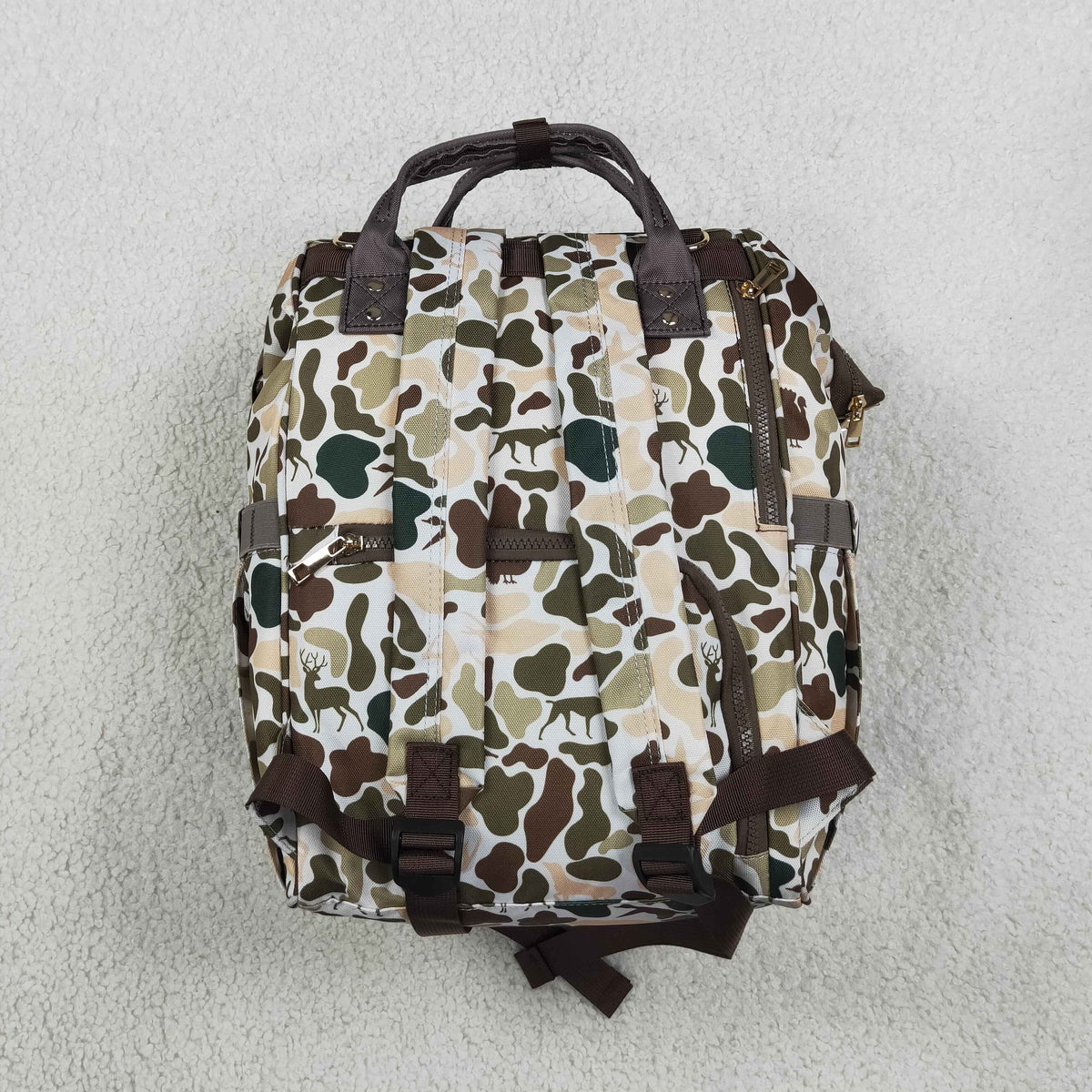 NEW RTS NO MOQ Bag BA0407 Kids Dogs Ducks Deer Turkey Camo Zipper Mommy Diaper Backpacks Bags