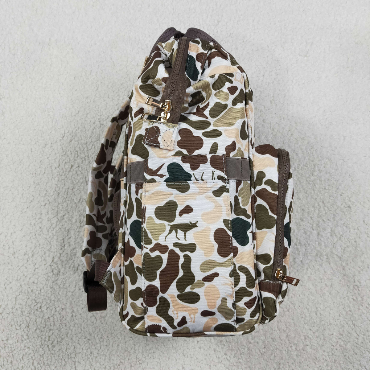 NEW RTS NO MOQ Bag BA0407 Kids Dogs Ducks Deer Turkey Camo Zipper Mommy Diaper Backpacks Bags